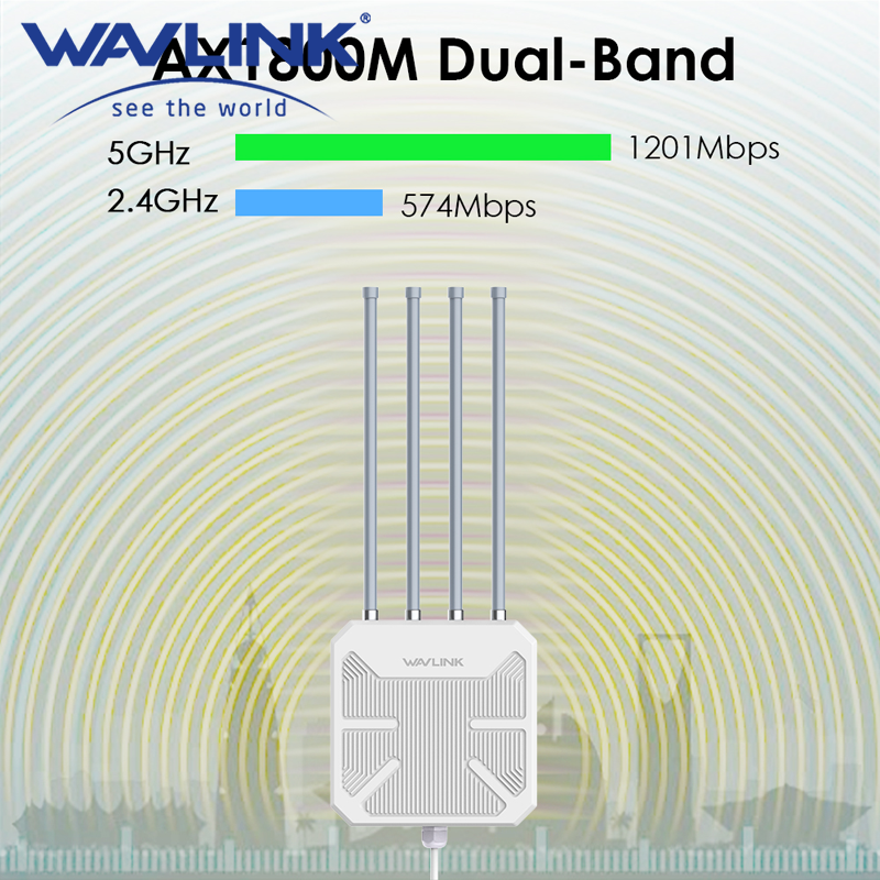 WAVLINK High Power AX1800/AX3000 WiFi6 Outdoor/Indoor Mesh/Router/ Dual Band 2.4G+5G Long Range Four Antennas Extender