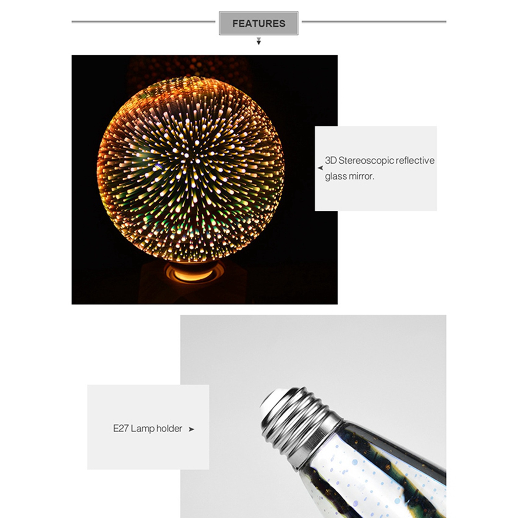4X LED Infinity 3D Firework Effect LED Bulb LED Light Bulb Decoration Lamp 85-265V E27 Holiday Lights,A60. 