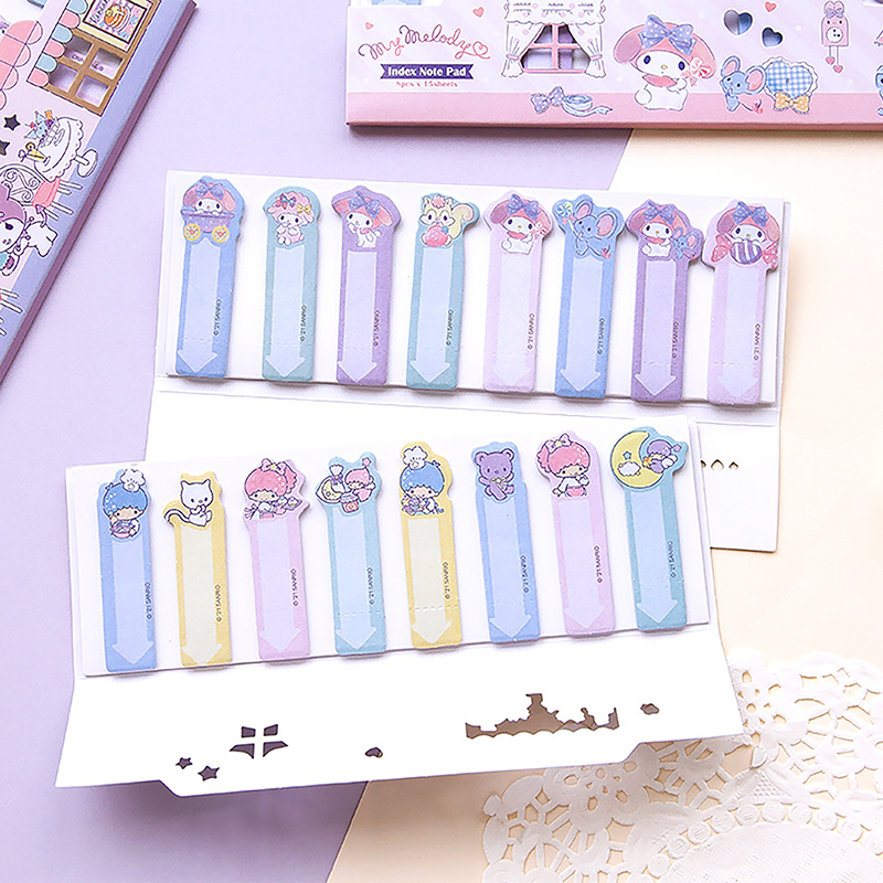 120 Sheets Sanrio Sticky Notes Kuromi Notepad Index Tabs Bookmark Stationery. 