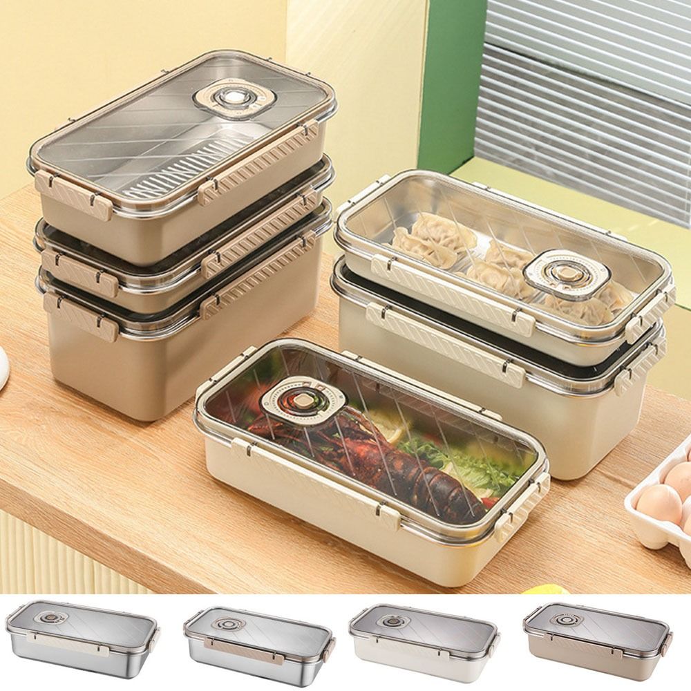 Multifunctional 2000ML/3500ML/5800ML 304 Stainless Steel Dumpling Box Thickened Fresh-keeping Dumpling Storage Box Large Capacity Sealed Refrigerator Storage Box for Kichen. 
