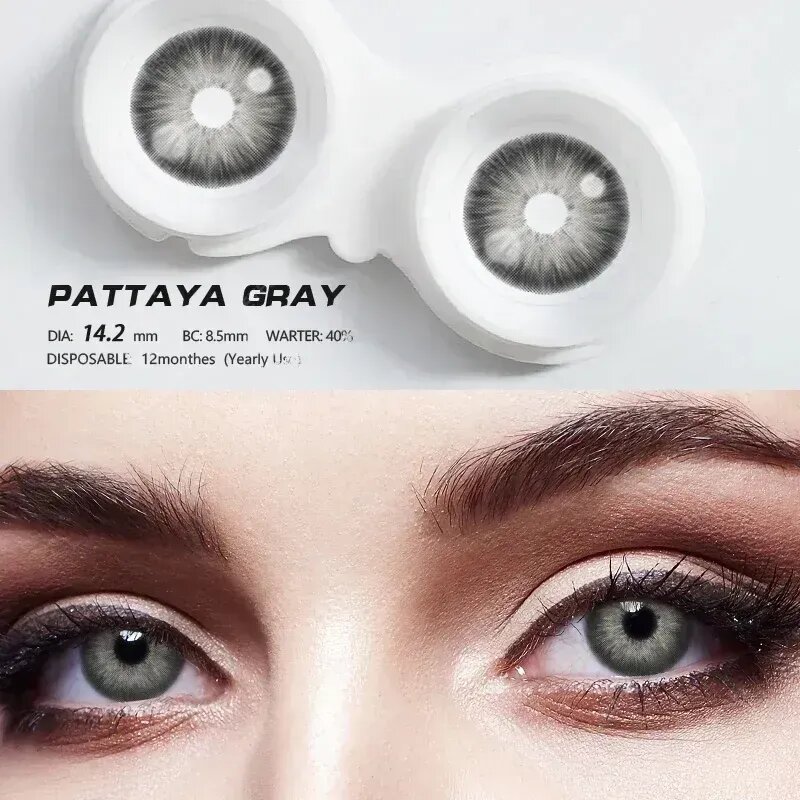 KSSEYE COLOR CONTACT LENSES with kit box & Solution 150ml FREE(full set) K94 Pattaya Gray || PATTAYA Series. 