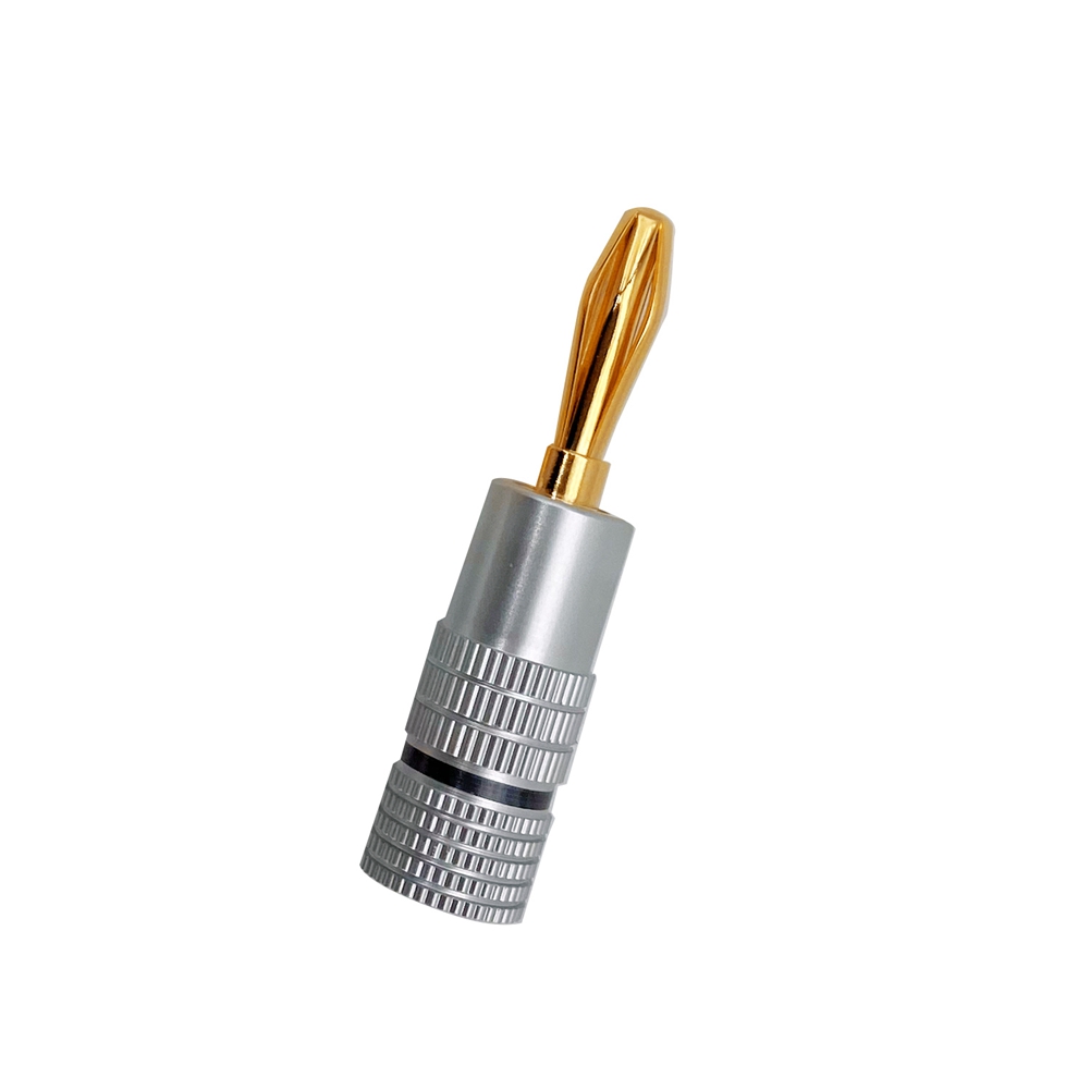 20Pcs Banana Connector 4.5MM Banana Plug with Screw Lock for Audio Jack Speaker Plugs Black+Silver