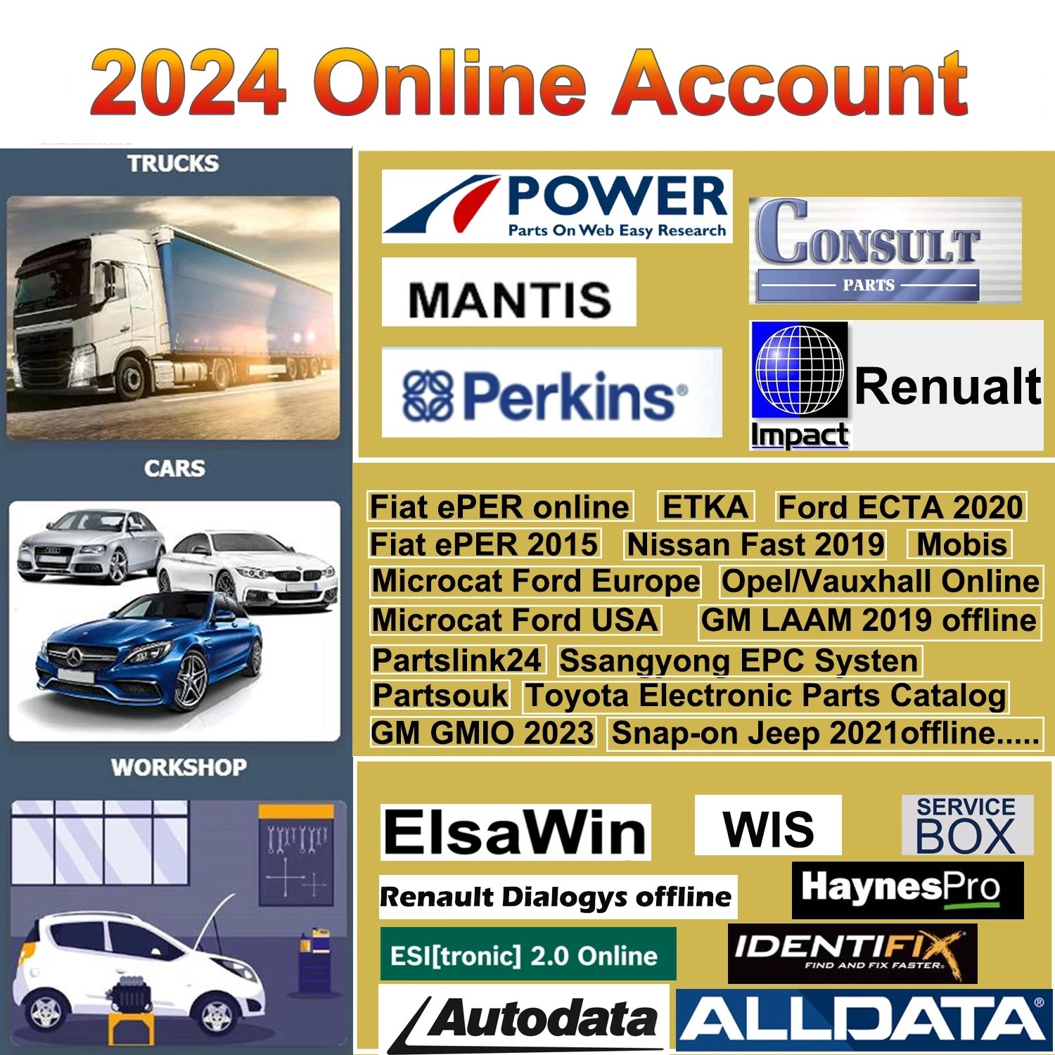 Auto Repair Software Online Account 2024 for Autodata Alldata FCA USA Haynes PRO WIS Service Box Identifix Workshop Repair Software for Laptop phone 40+ Software  1 Month Subscription