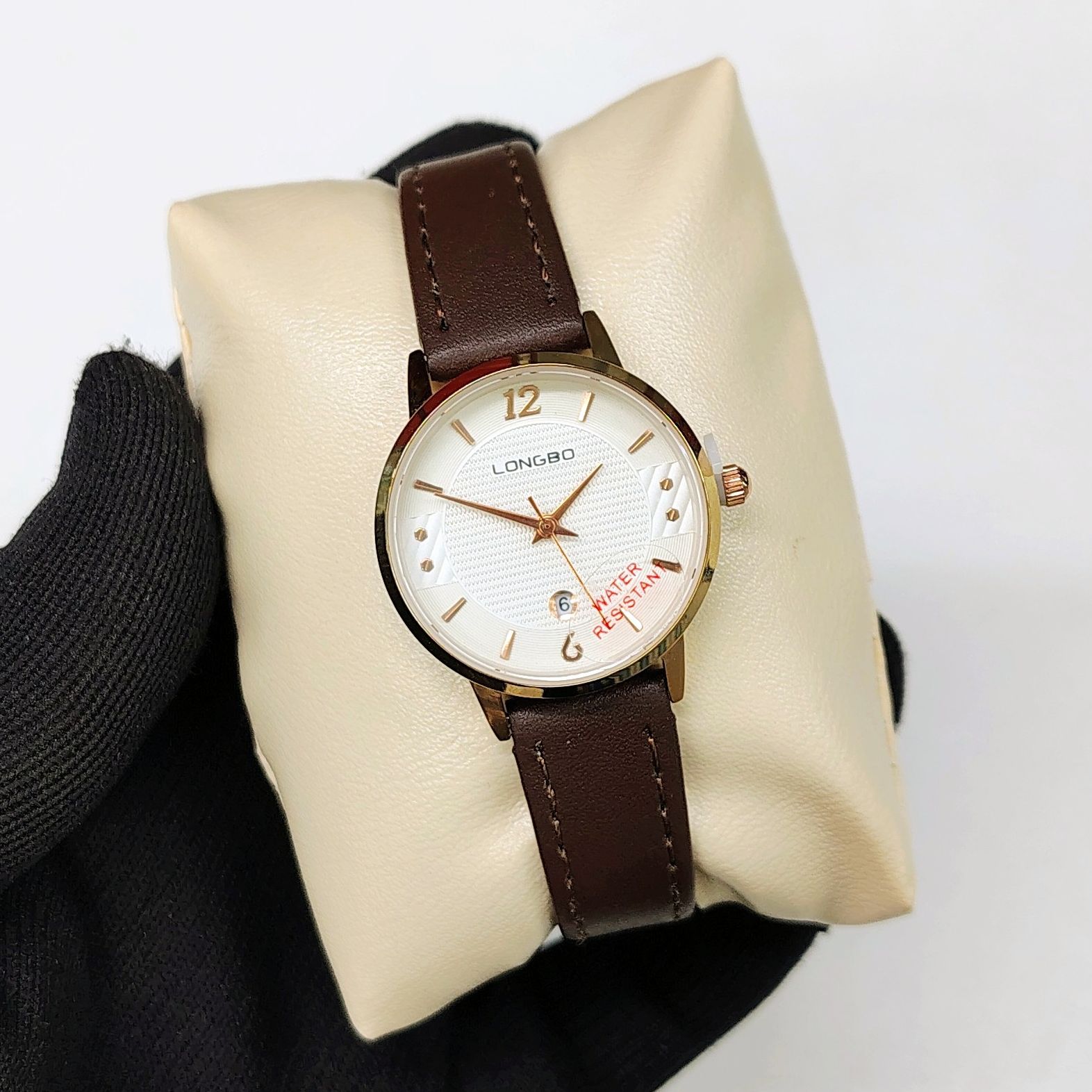 Wrist Watch For Women LONGBO-7390L Premium Quality Waterproof Leather Strap Full Calendar Stylish Attractive Formal Wrist Watch. 