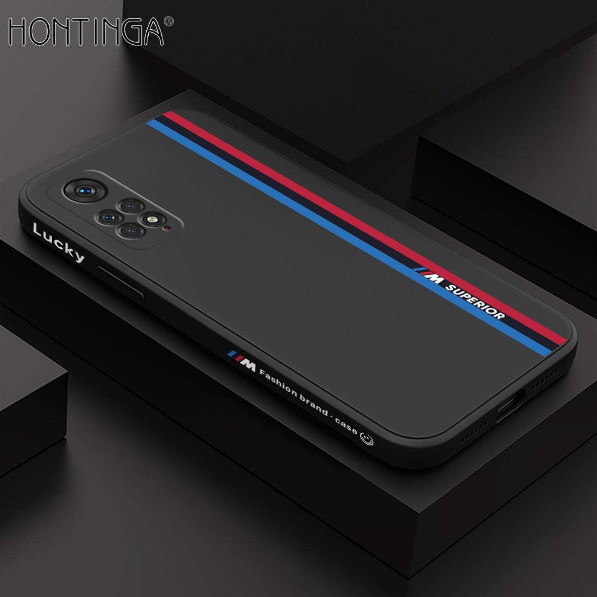 Hontinga for Xiaomi Redmi Note 11 / Note 11S Back Cover Fashion Racing  Side Design Case Square Edge Liquid Silicone Phone Case