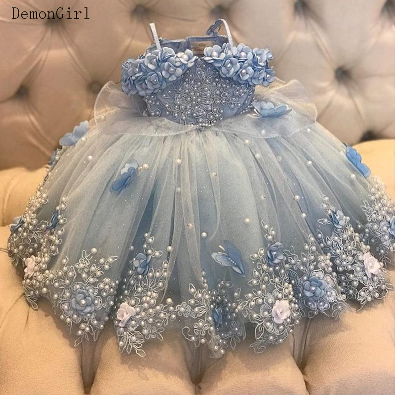 princess polly baby blue dress Blue Sleeveless Long Flower Girls Dress main image 0