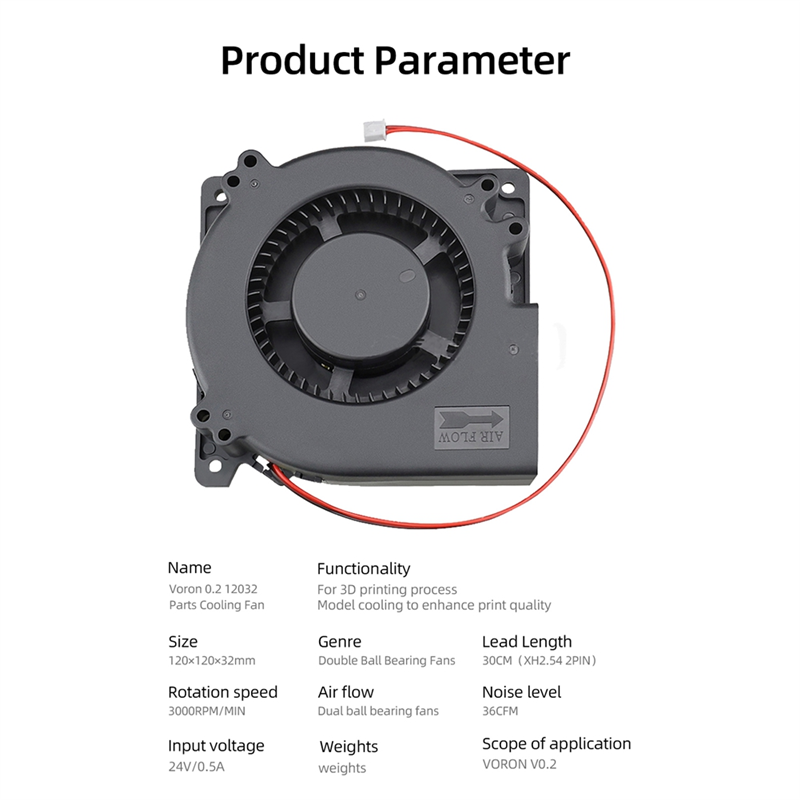 Unit High Airflow Low Vibration Blower Fan 2800 RPM Side Blow Unit for VORON V0 Series. 