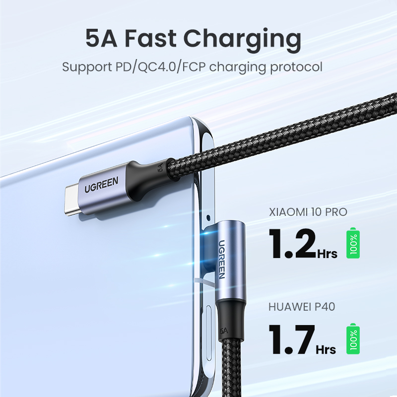UGREEN US334 (70643) USB Type-C to Type-C Cable - 1m - 100W USB C to USB C Cable - Universal Compatibility - Durable & Rugged - Secure & Reliable. 
