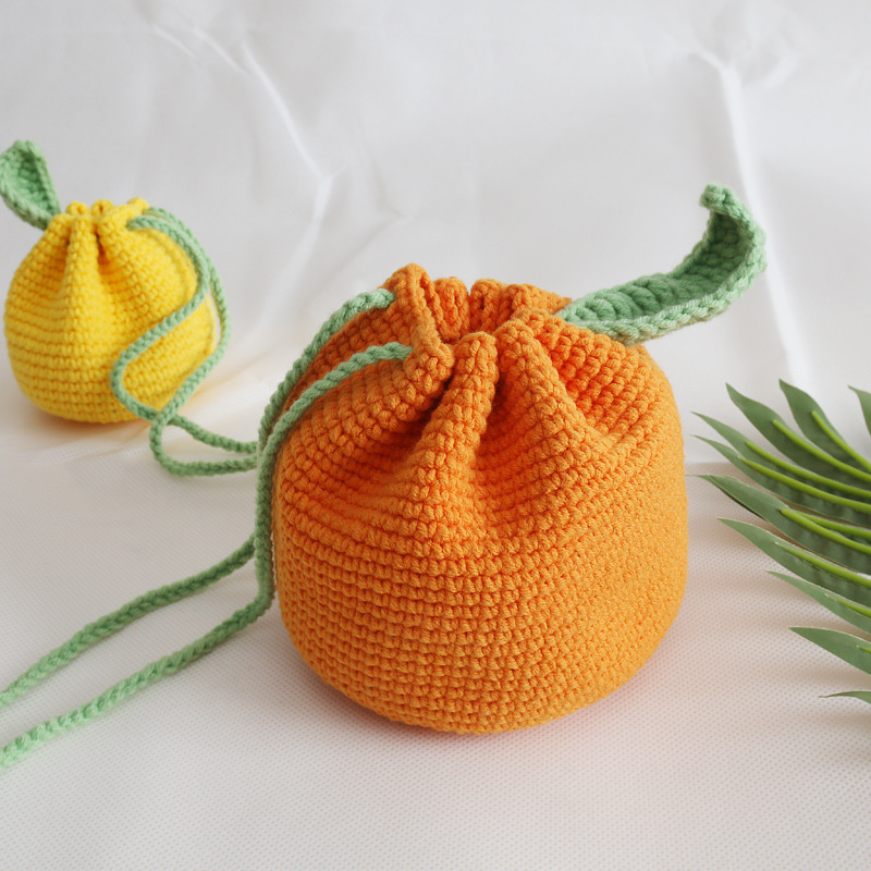 Original ugly orange corset bag Handmade wool knitted coin purse small fresh Own handmade team. 
