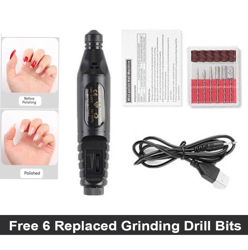 Portable Electric Nail Drill Machine Professional 220V Manicure Pedicure Nail File Drill Kit Set with Sanding Bands for Acrylic Gel Nails Black