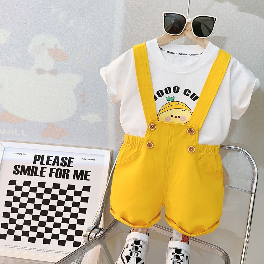 (NEW)cute Casual baby boy overalls clothes sets korea style handsome baby girls t-shirt Two piece suits summer