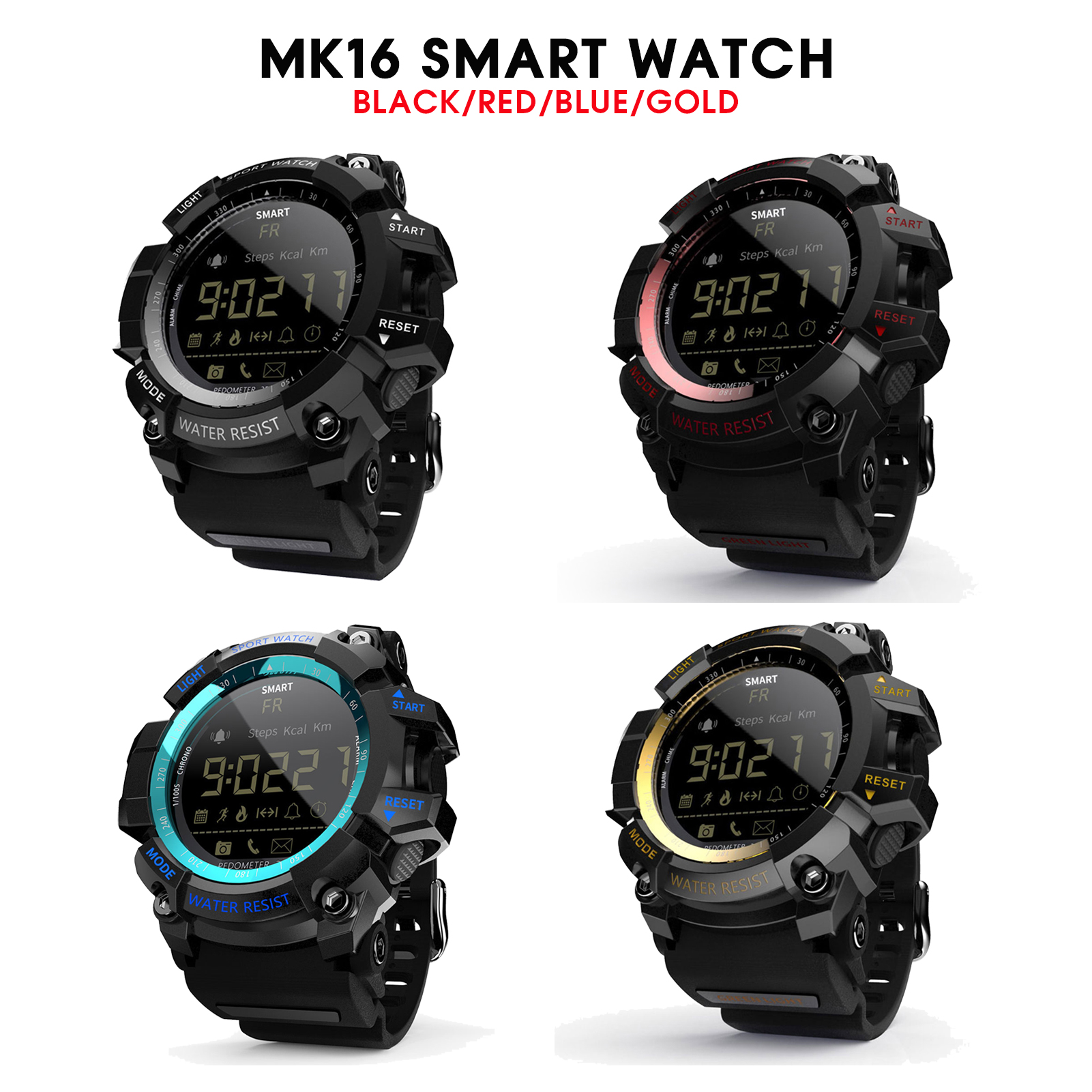 LOKMAT MK16 Sport Smart Watch Bluetooth Digital Men Clock Pedometer IP68 Waterproof Smartwatch Fitness Tracker For iOS Android. 