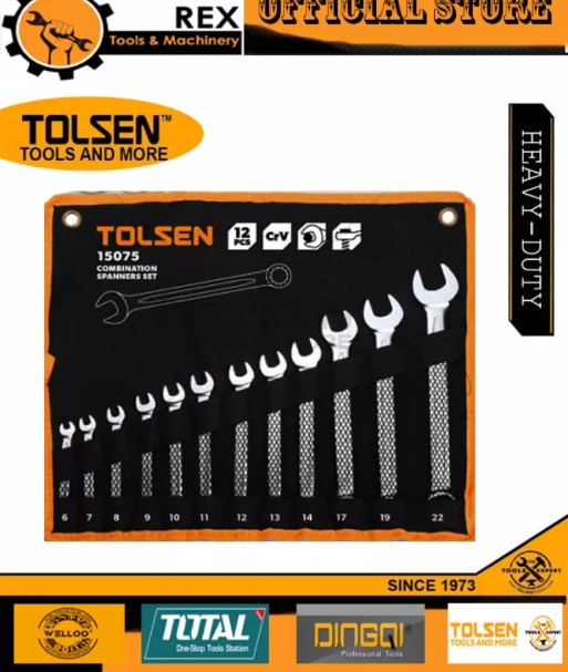 TOLSEN 12PC Combination Spanner Set 6-22mm
