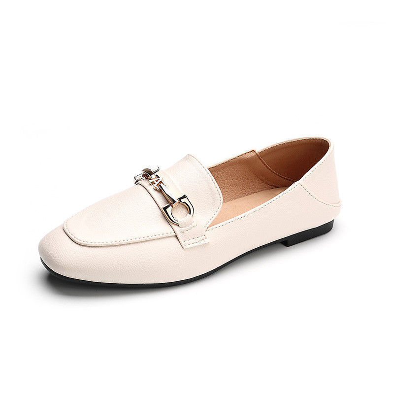 Single shoes, Jurchen moccasins, women's slip-on non-slip, flat-soled, British-style casual loafers, soft-soled lazy beanie shoes. 