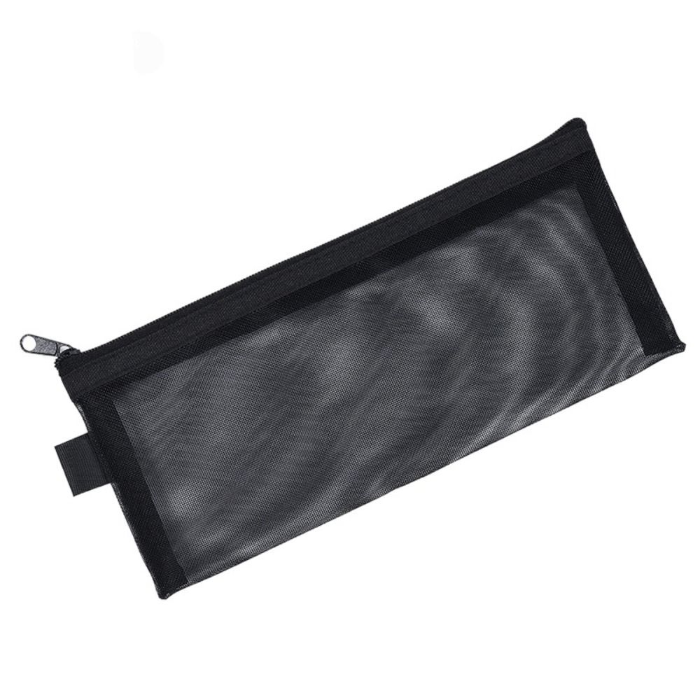 School Supplies Nylon Mesh Pencil Bag Large Capacity Zipper Stationery Pouch Pen Case Transparent Stationery Bag Kids