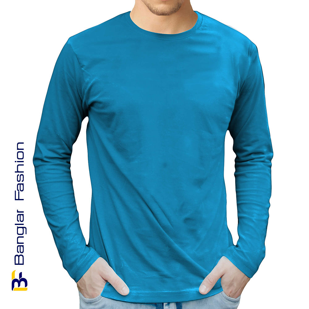 Full Sleeve O-Neck T-Shirt (Aqua, Brown, Light Blue, Purple) T