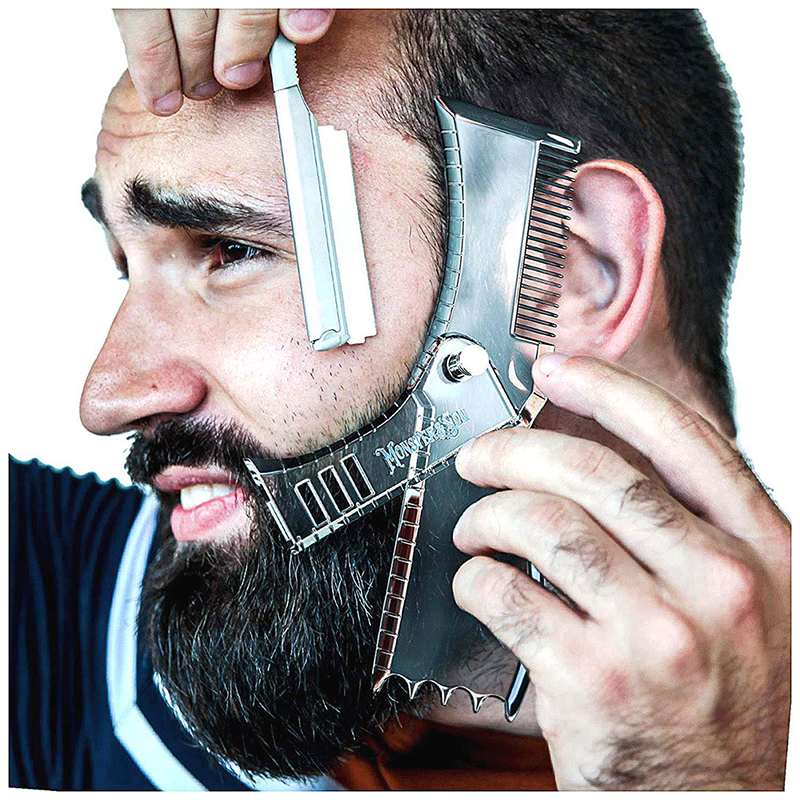 Adjustable Beard Shaping Tool Men Portable Styling Stencil Comb Template Trimmer SUPER BABY. 