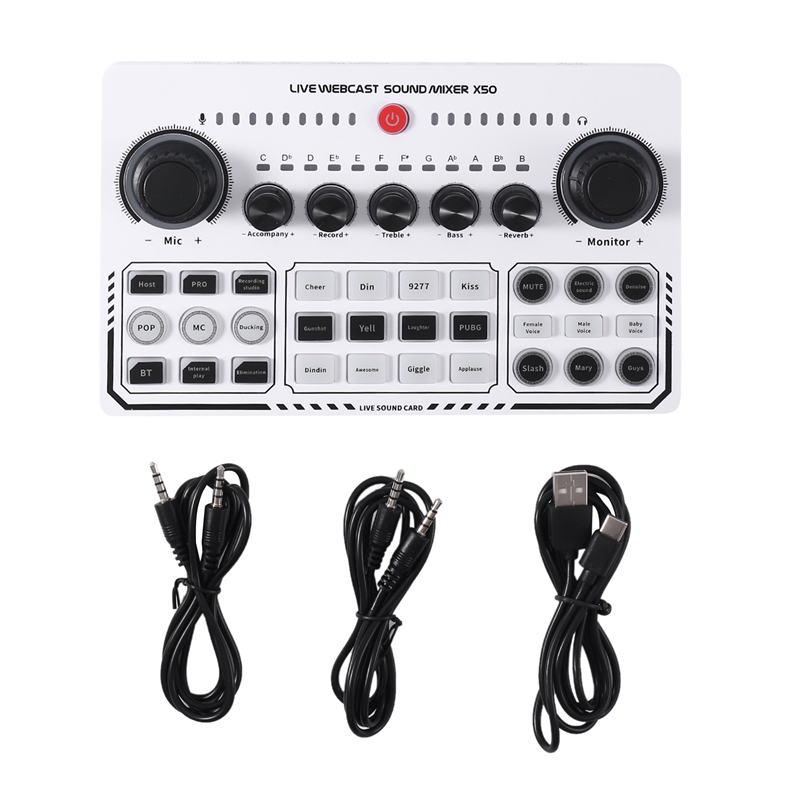 X50 Professional Recording Studio Sound Cards USB Sound Card Live Broadcast Audio Mixer Interface Ound Card Sound Card for Live Broadcast