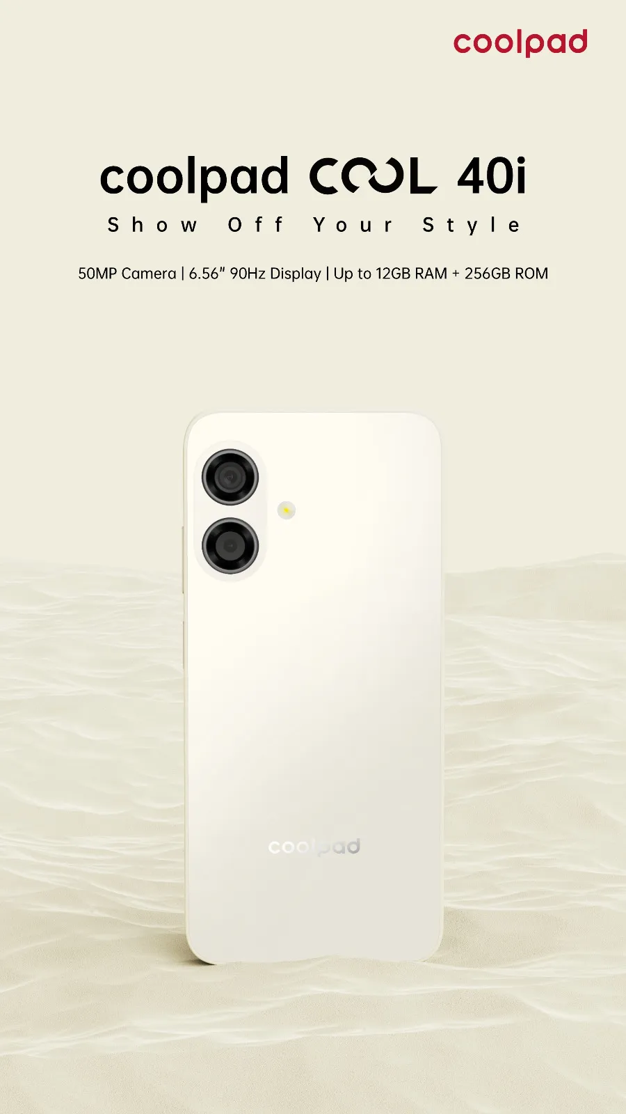 Coolpad Cool 40i Smartphone (lvory White) – 6.56” HD+ 90Hz Display, 8GB RAM (4+4), 128GB ROM, Helio G37, 50MP Camera, 4500mAh Battery