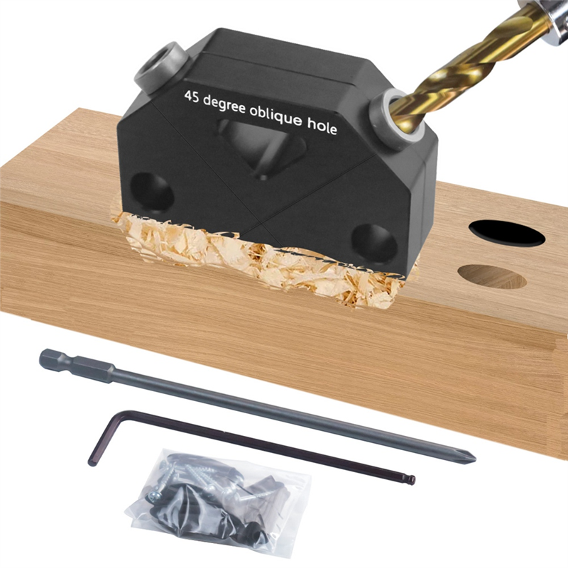 Pocket Hole Jig Set -45° Punch Locator Angle Woodworking Tool Hole Screw Jig Positioner Drilling Dowel Drill Guide Joiner Set Kit. 