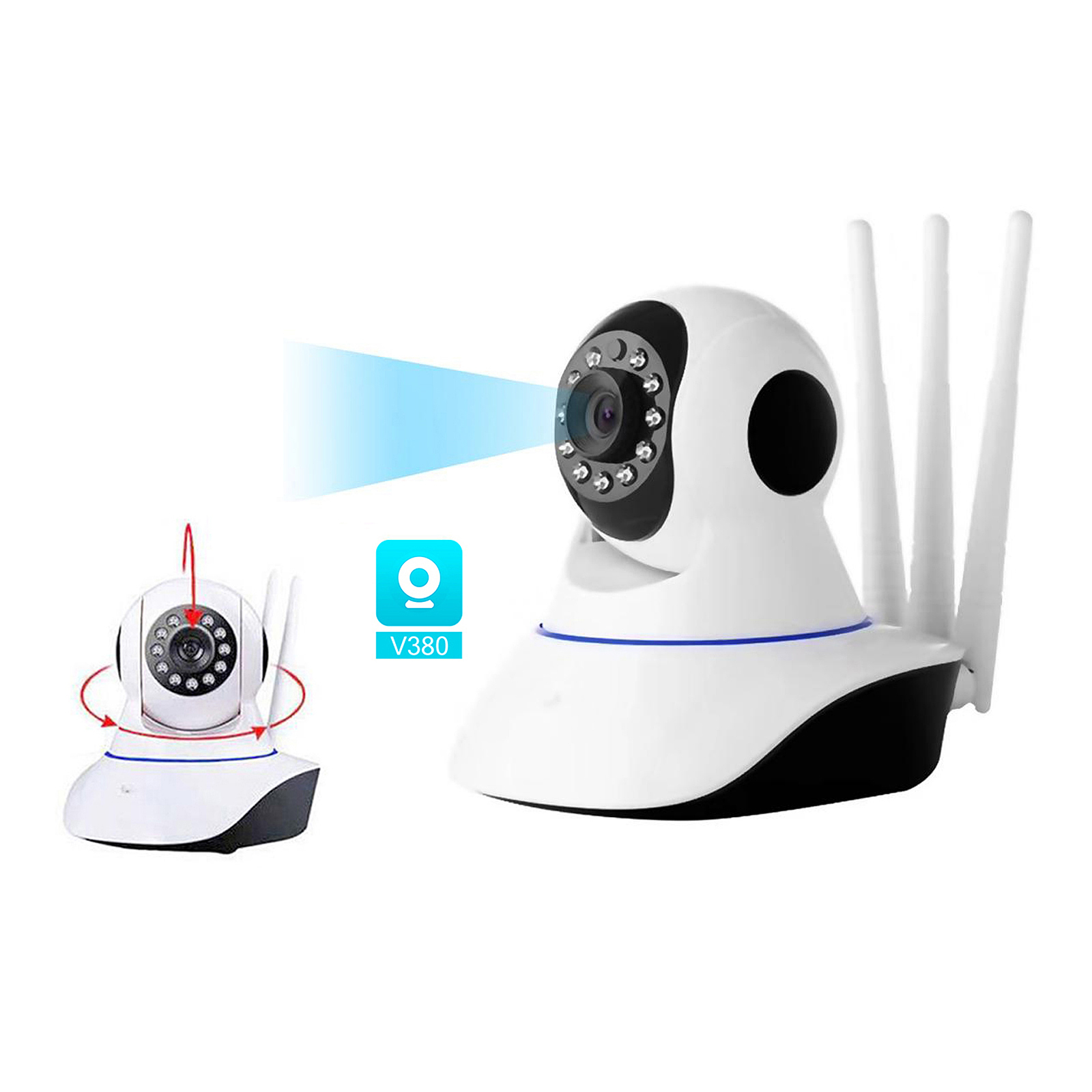 V380 PTZ Camera with 3 Antennas: Wireless WiFi IP CCTV Camera for Remote Monitoring and Peace of Mind. 