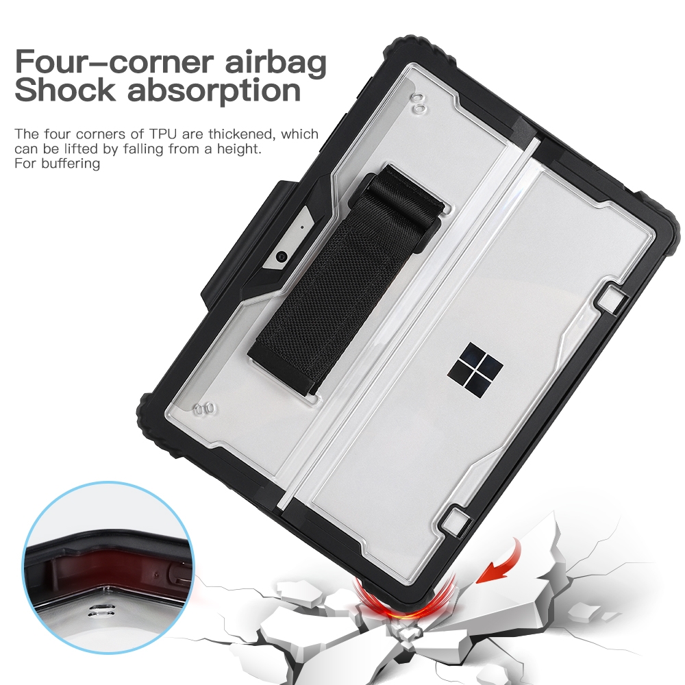 For MicroSoft Surface Go 1 / 2 / 3 Acrylic Transparent Hand Strap Laptop Case. 