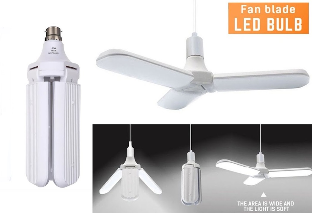 40W E22 LED Super Bright Foldable Fan Blade Bulb Angle Adjustable Ceiling Lamp Home Energy Saving Lights