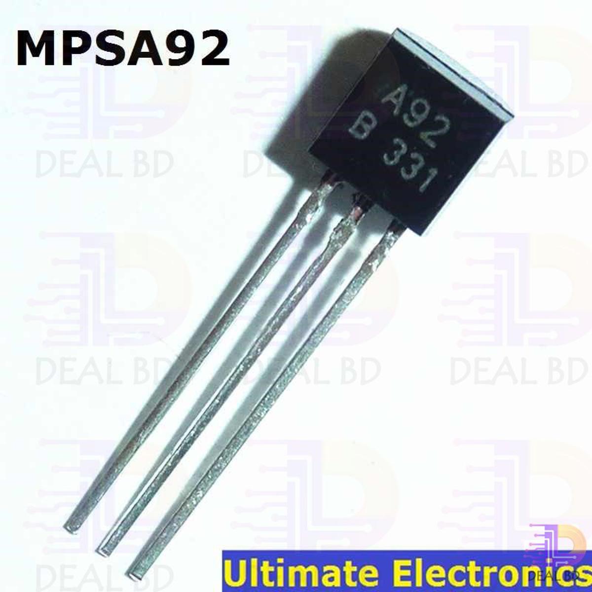 10Pcs MPSA92 MPS-A92 A92 Voltage PNP Transistor 300V 0.5A Transistor TO-92 Package PNP Epitaxial Planar Transistor Bipolar Junction Transistor BJT Powerpoints, Switches & Savers