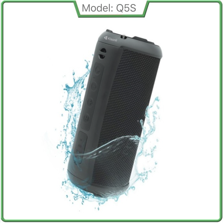 KISONLI Q5S Waterproof Bluetooth Speaker Portable Dual Bass Support FM Radio, TF, AUX. 