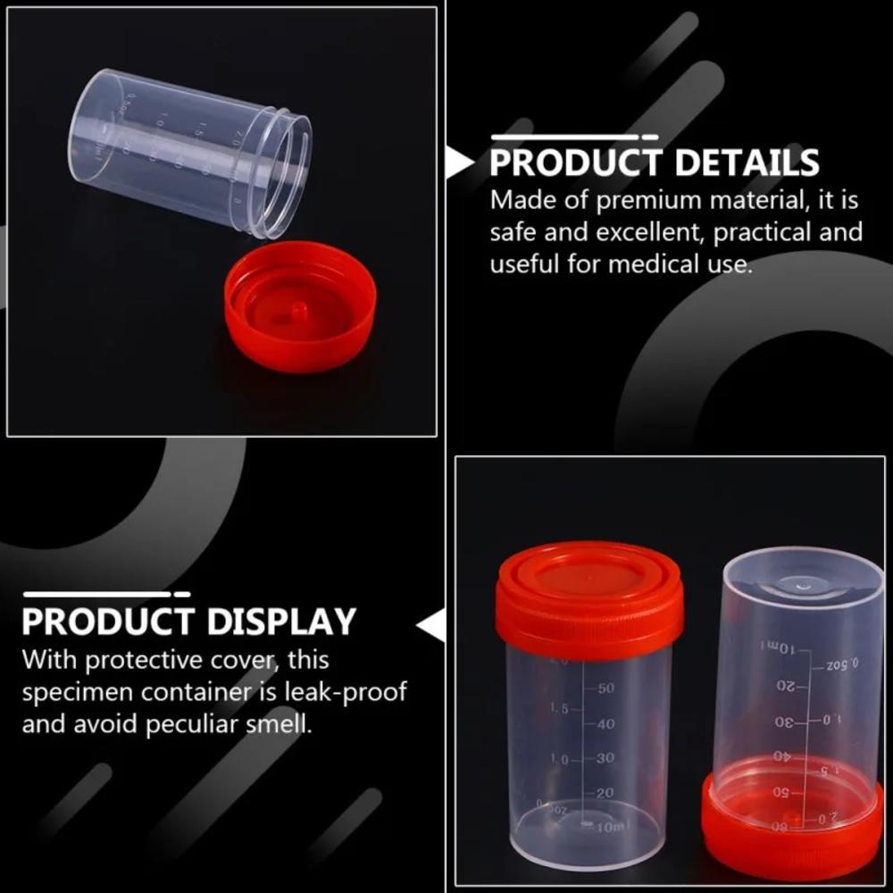 Leakproof Lids Urine Sample Cups Sterile Cups With Scale Disposable Specimen Containers 10 Pcs Pack Transparent Sampling Cups for Medical Testing Laboratory Use Patient Care Urinalysis Health Screenings. 