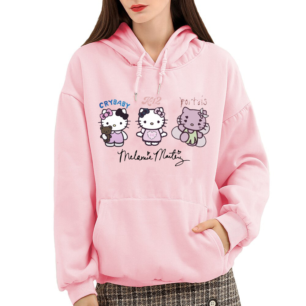 Pink Cartoon Hello Kitty Women's Hoodie Funny Melanie Martinez Hoodies Printing Sweatshirt Spring/Autumn Women Tops Clothes