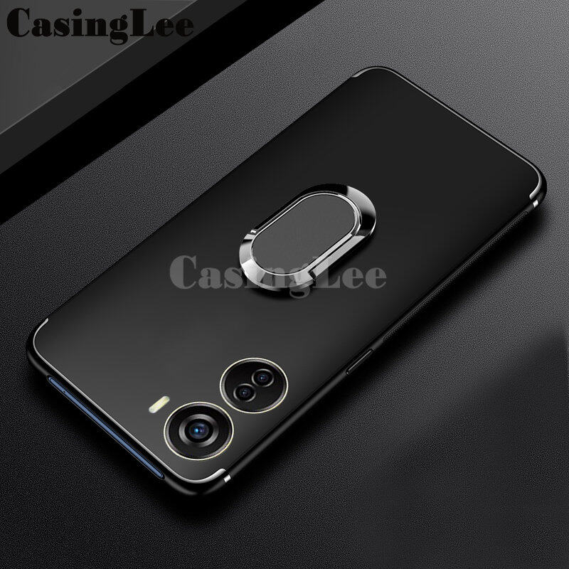 For ZTE Blade V40 Design Case Soft Silicone Matte Full Protector Shockproof Car Adsorb Holder Ring Back Cover for Zte Blade V40 Design Phone Cases. 