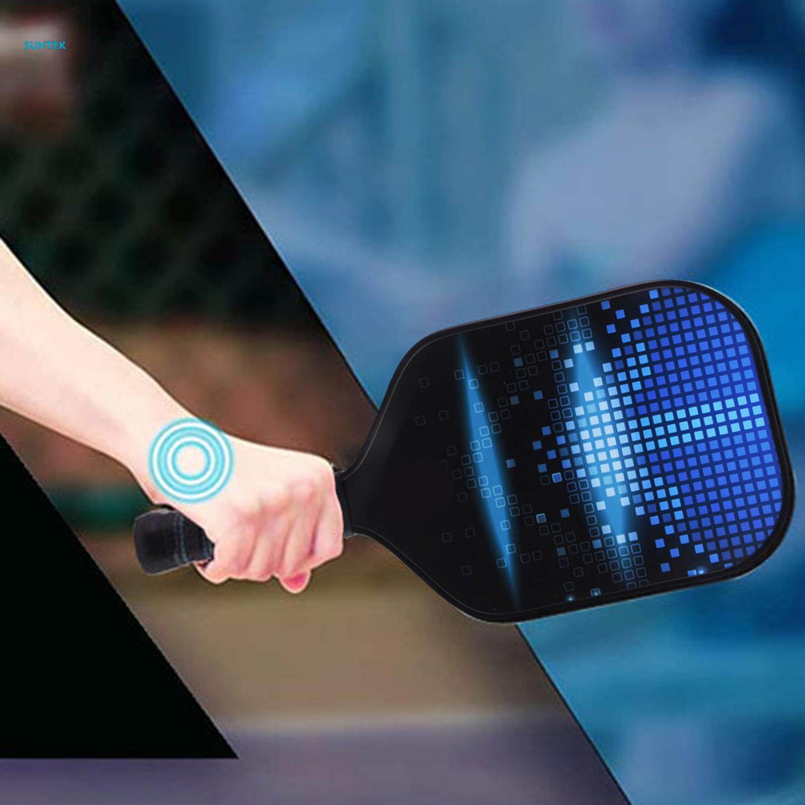 Pickleball Paddle, Fiberglass Surface Polypropylene Honeycomb Core, Anti Slip Sweat Absorbing Grip, Portable Carry Bag. 