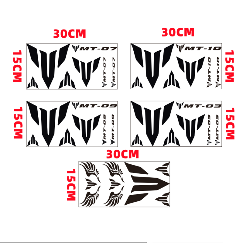 A Set 30*15cm Sticker Reflective Vinyl Mt Logo Motorcycle Sticker For YAMAHA Mt-10 Mt-09 Mt-07 Mt-03 MT 10 09 07 03 Refit Decal. 