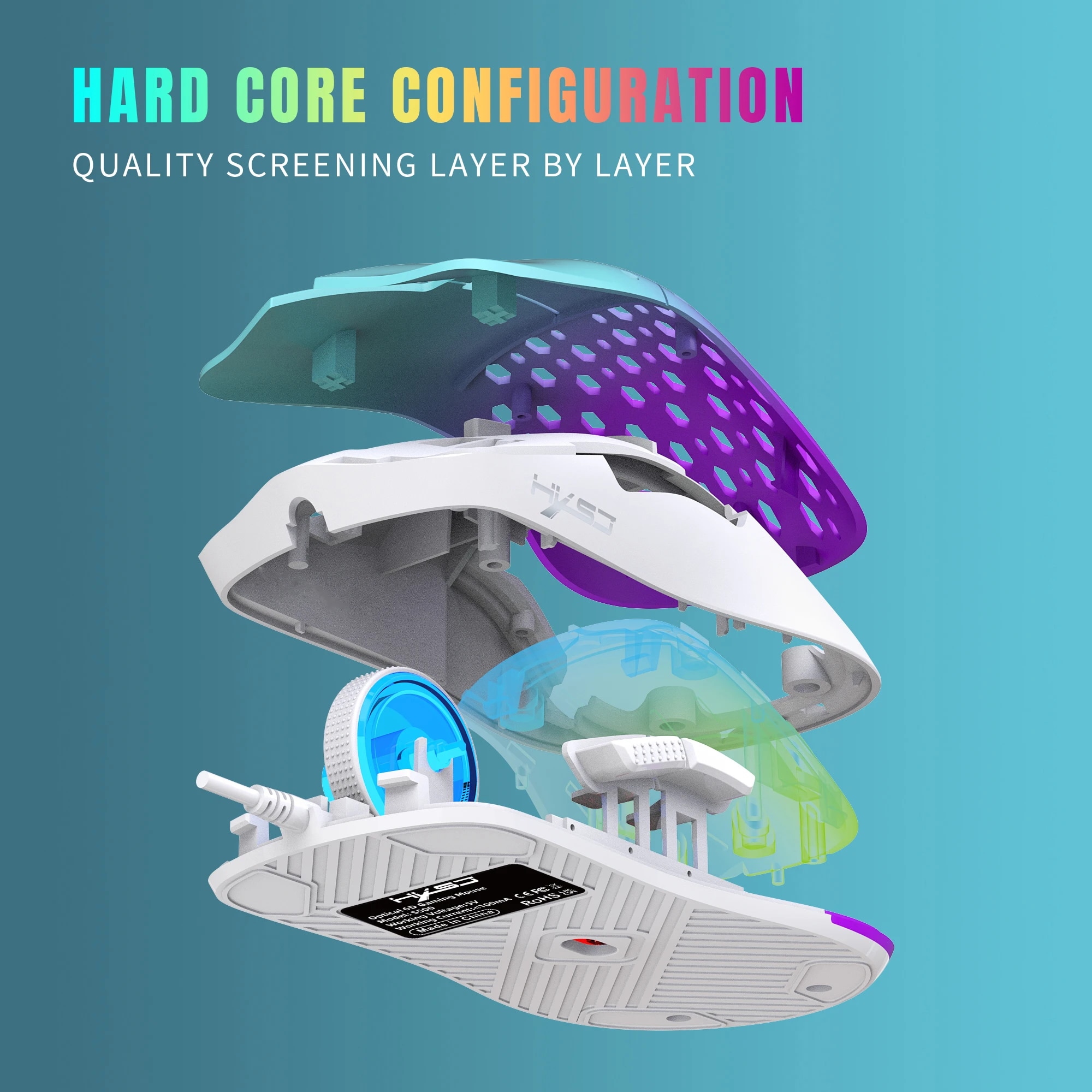 USB Wired Gaming Mouse RGB Gamer Hollow Out Mouses Adjustable 3600 DPI Honeycomb Macro Programmable Ergonomic Mice for PUBG. 