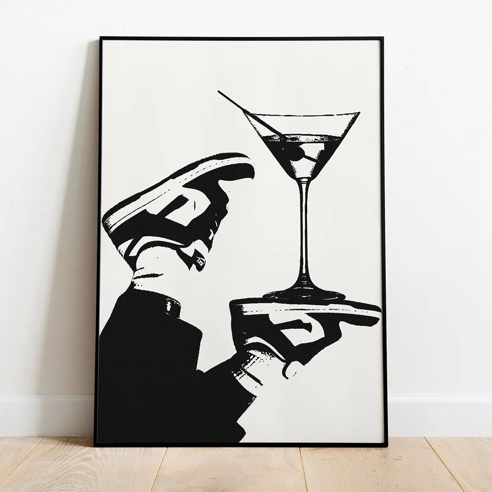 Black White Fashion Sneaker Cocktail Martini Margarita Espresso Martini Poster Canvas Painting Print Wall Art Picture Home Decor. 