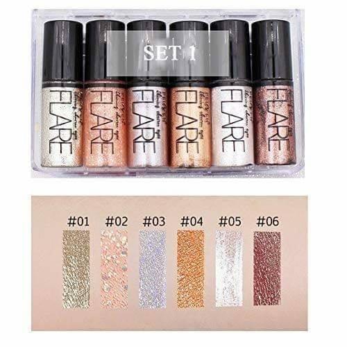 Flare 6 Pieces Liquid Glitter Waterproof Eyeliner Set. 