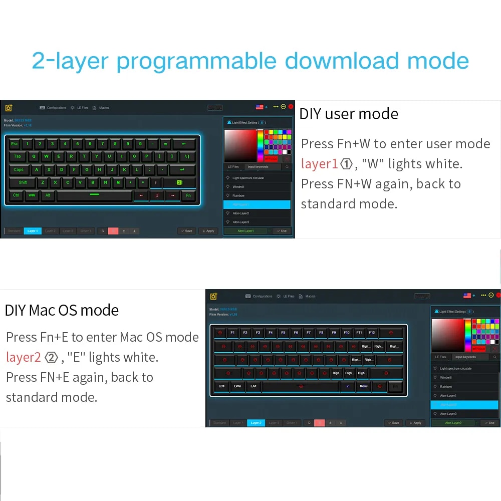 SKYLOONG GK61 Mechanical Keyboard 60% SK61 Optical Hot Swappable RGB Mini Bluetooth Wireless Keyboards for Gamers Gaming Desktop. 