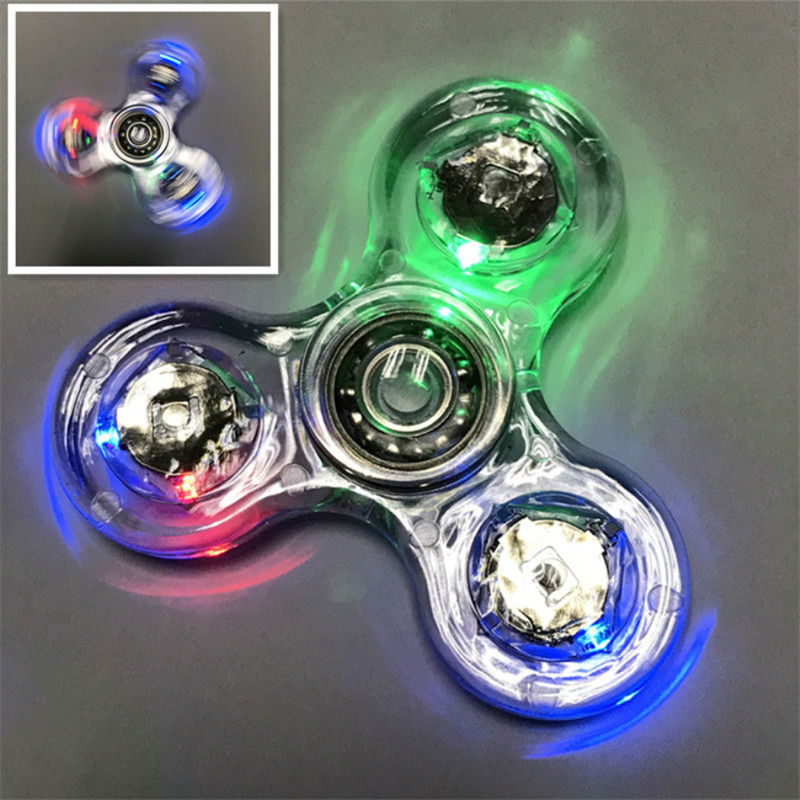 Luminous LED light Fidget Spinner Hand Top Spinners Glow in Dark Light EDC Figet Spiner Finger Stress Relief Toys. 