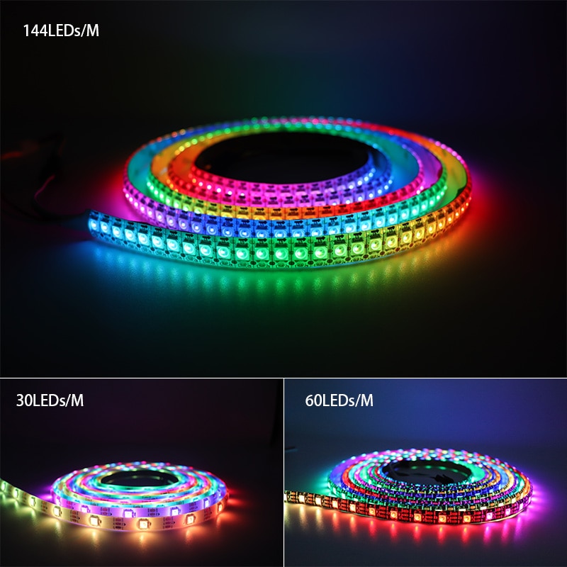 USB Controller + DC5V WS2812B WS2812 Led Strip,Individually Addressable Smart RGB Led Strip,Black/White PCB 1m 2m 3m 4m 5m-Black PCB-1m 30 IP30--. 