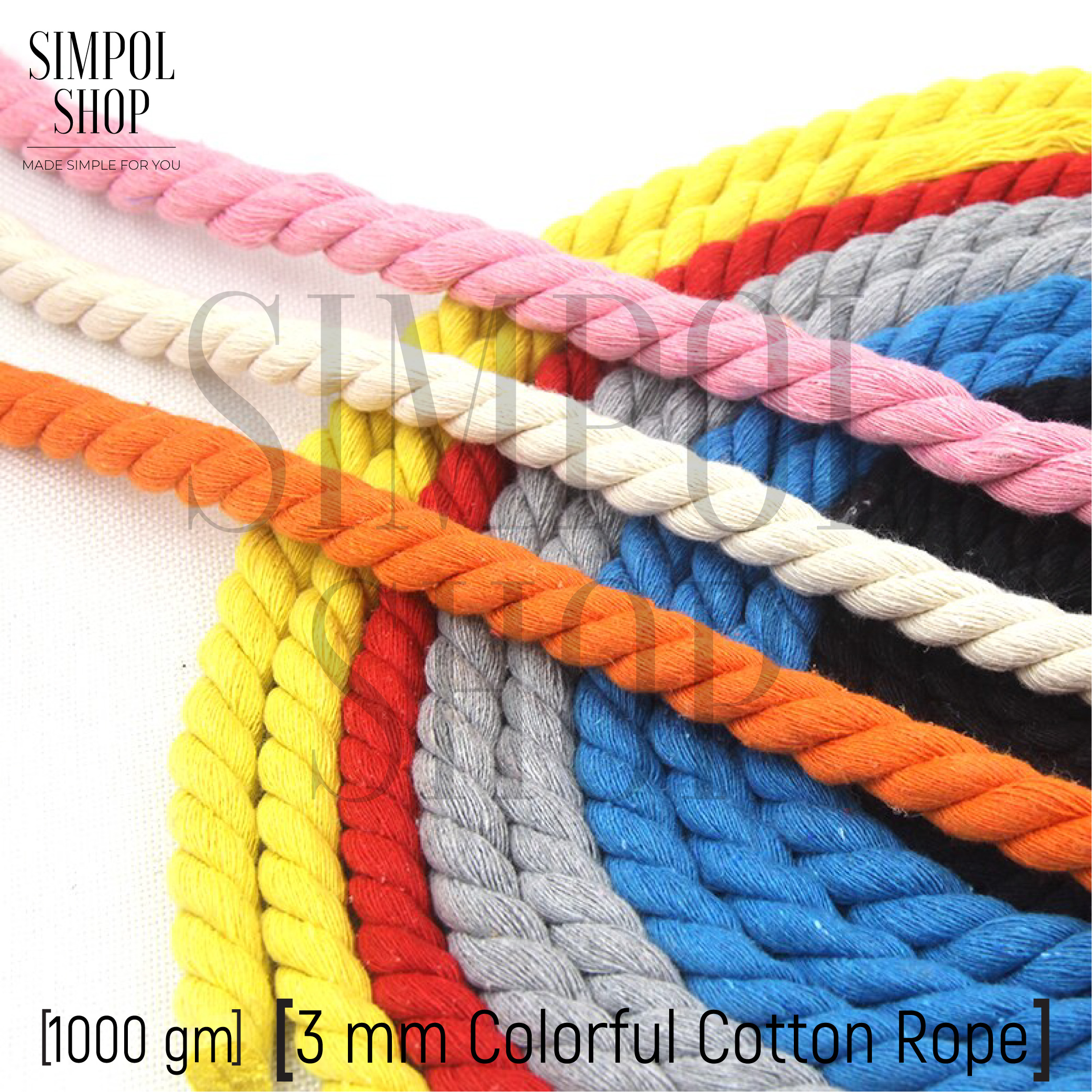 3 mm Colorful Cotton Rope- 1000 gm