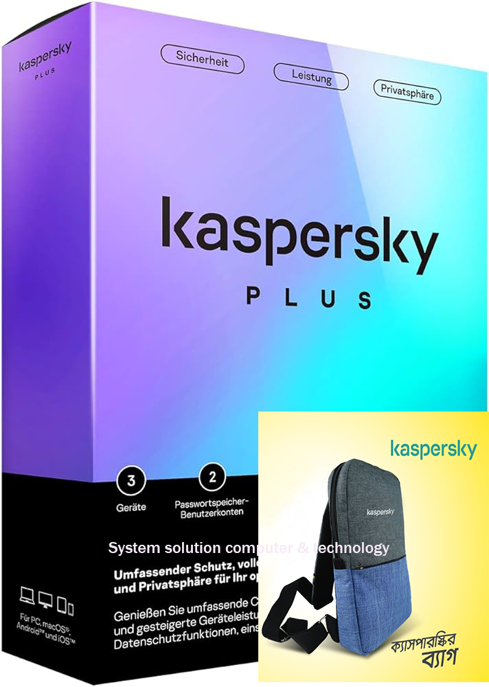 Kaspersky Plus 3-User-1-year-2 Password private Vaults  Advanced Internet Security Software with free Beg