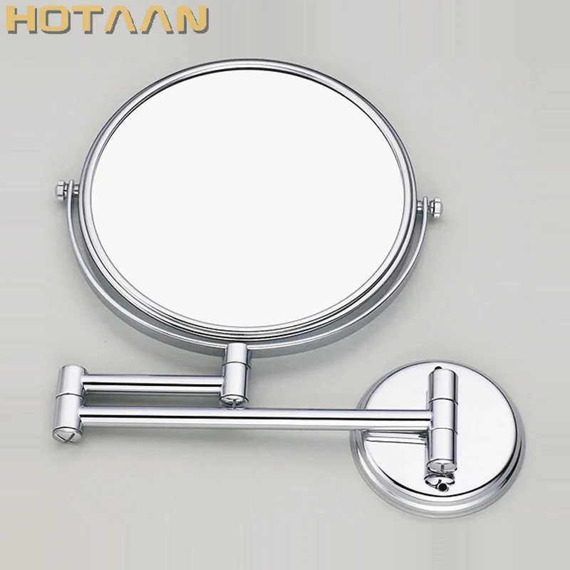 Hotel 8inch Diameter Bathroom Shaving Makeup Mirror Wall Mount Two Sides Chrome Extendable Swivel Mirror with 3X Magnifying. 