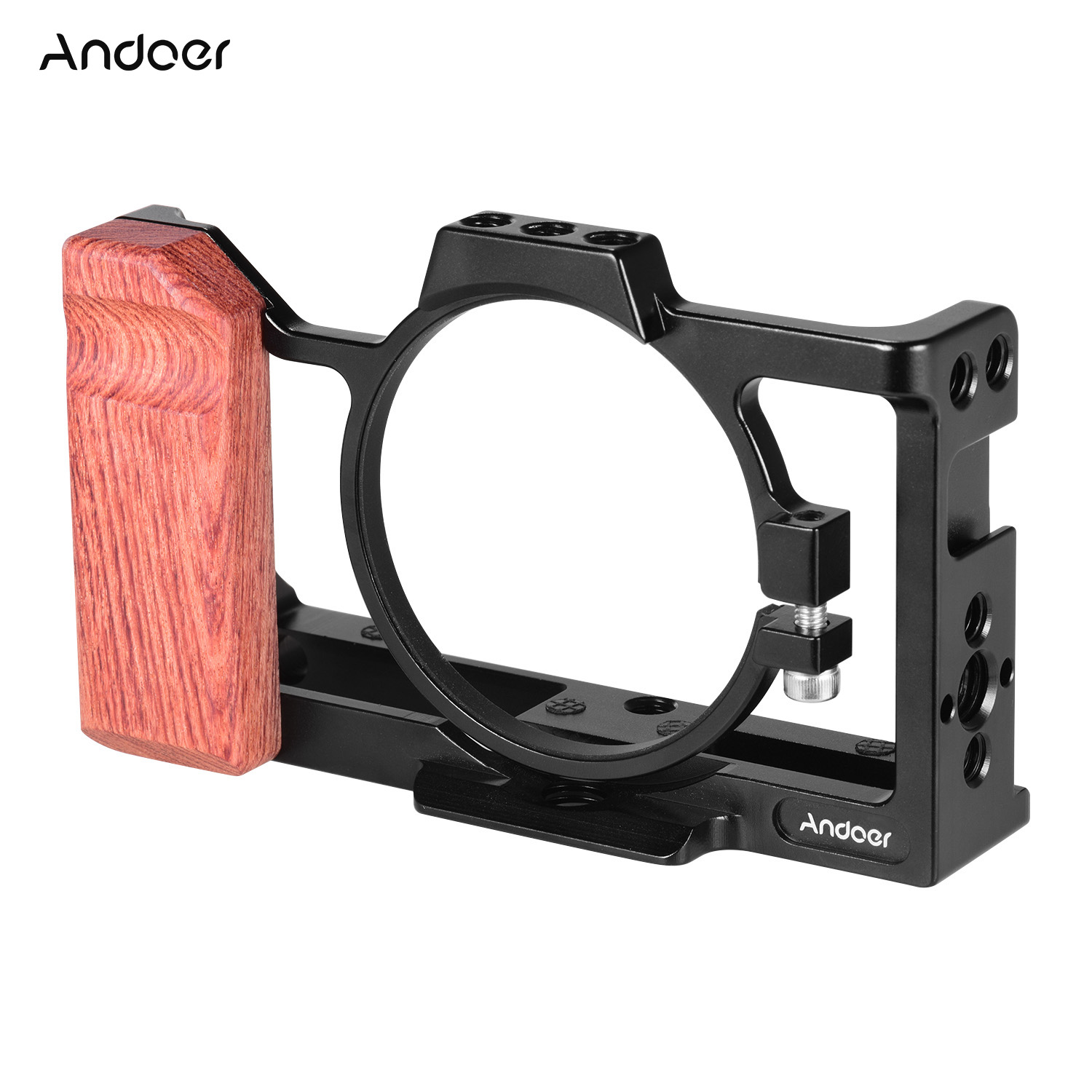 Camera Cage Compatible with Sony ZV1 Camera with Wooden Handle Grip Cold Shoe for Mounting Microphone LED Light. 