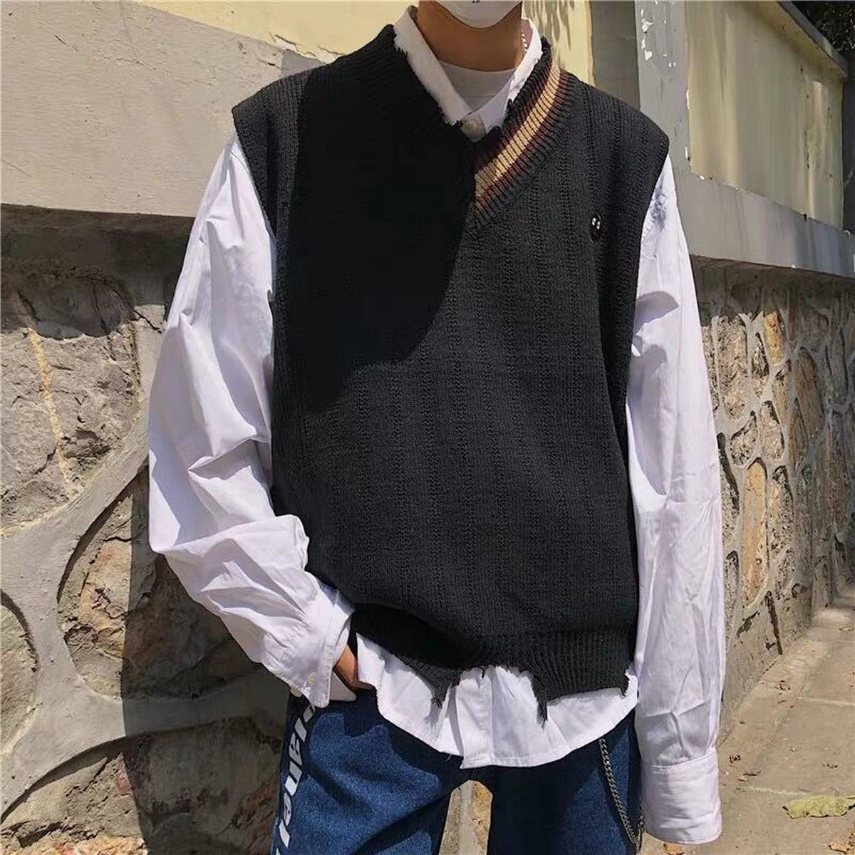 Sleeveless sweater vest vest male 