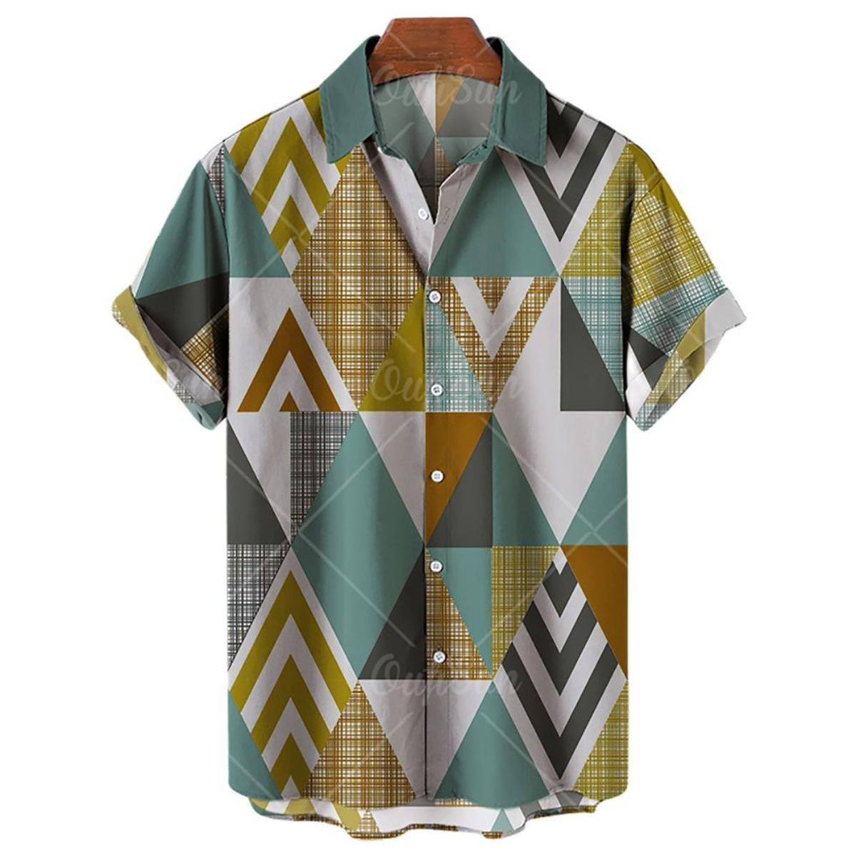 2022 Summer Hawaiian Men's Shirts Colorful Striped 3d Printed Shirts For Men Beach Casual Tee Shirt Men Large Size Tops Camicias
