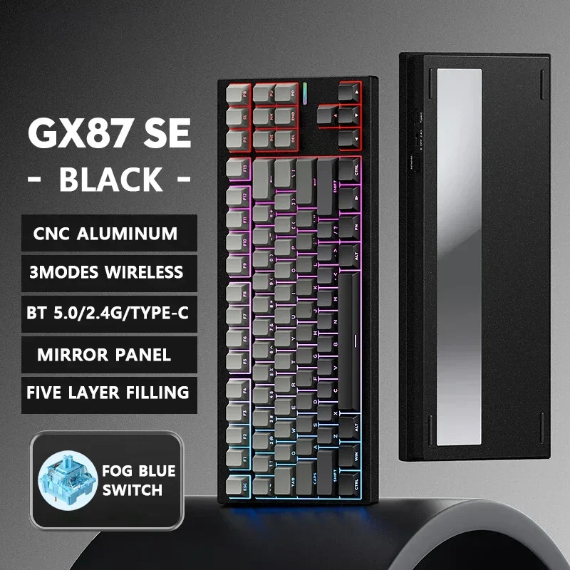 MCHOSE GX87 Mechanical Keyboard All Aluminum Alloy Bluetooth Wireless Gaming Keyboard Gasket RGB Hot Swap NKRO PC Gamer Custom. 