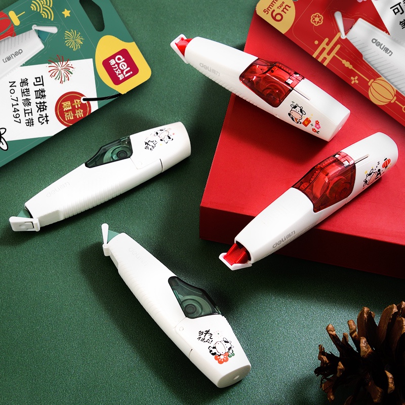 New DELI Correction Tape Refillalbe with Refill Pen hape Correction Tape tationery. 