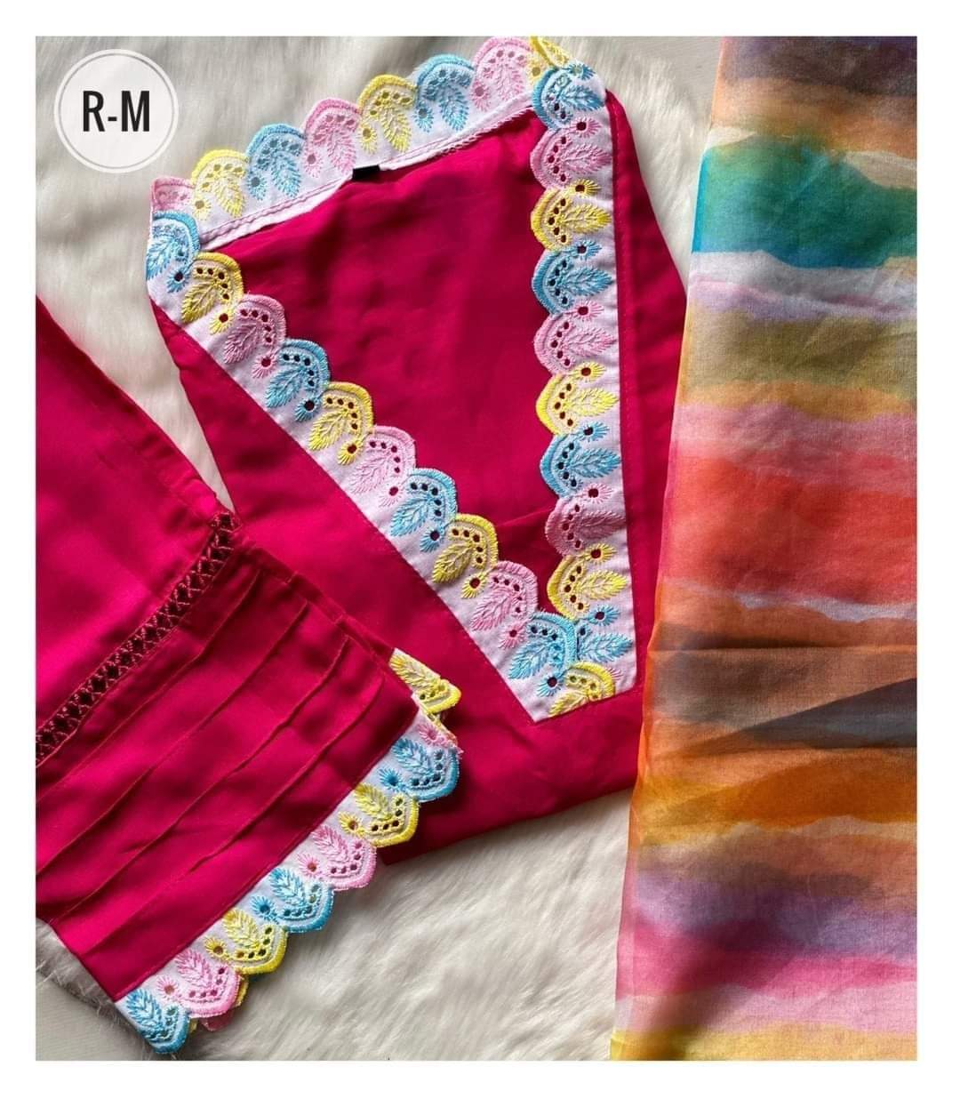 Design Readymade Cotton Fabrics Rongdhonu Three Piece For Girls.