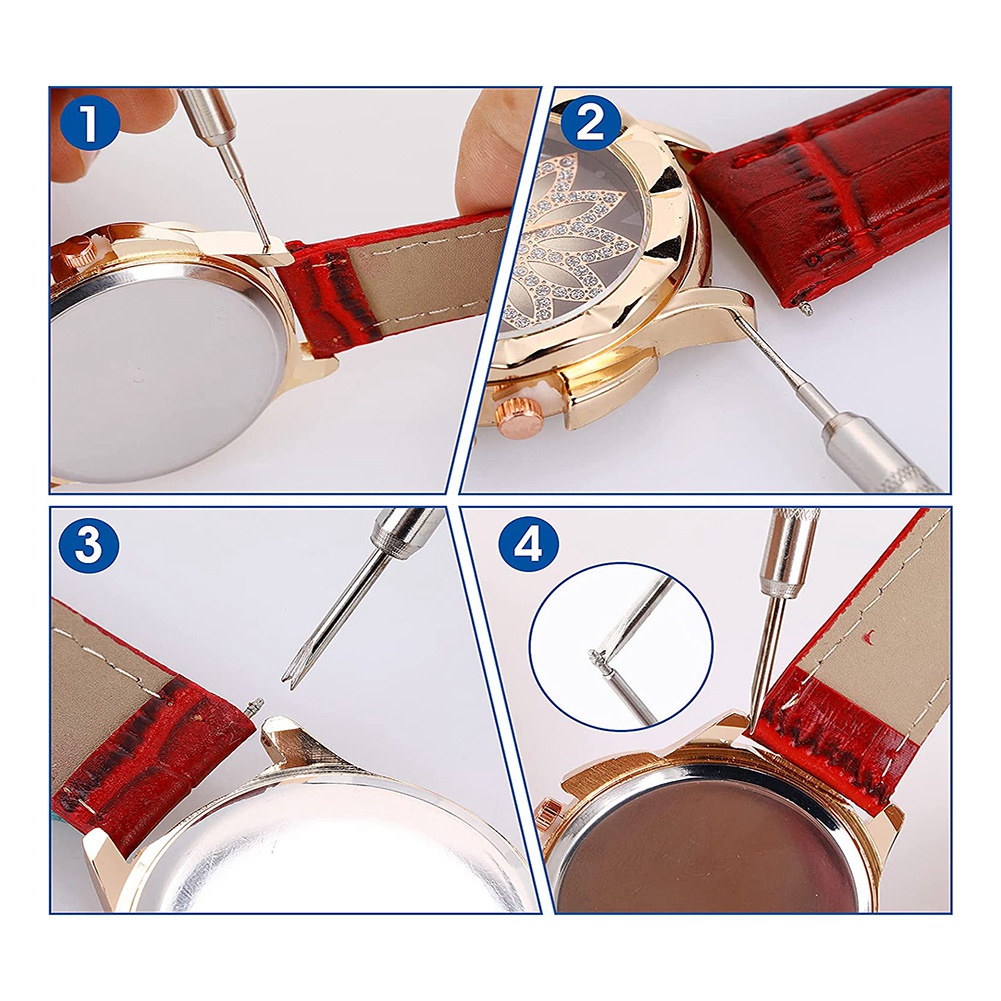 Watch Strap Removal Tool Kit with Spring Bar Tool Watch Cleaning Cloth Link Removal Pin Remover Kit for Strap Adjustment. 